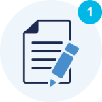 Dokument mit einem Stift. Steht repräsentativ für den ersten Schritt bzw. für die Kundenanfrage