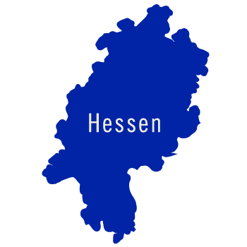 Landkarte mit der Überschrift Hessen im Zentrum